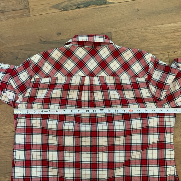 Talbots Red Plaid Button Ruffle Front Long Sleeve Dress Shirt Size XL - Picture 14 of 14